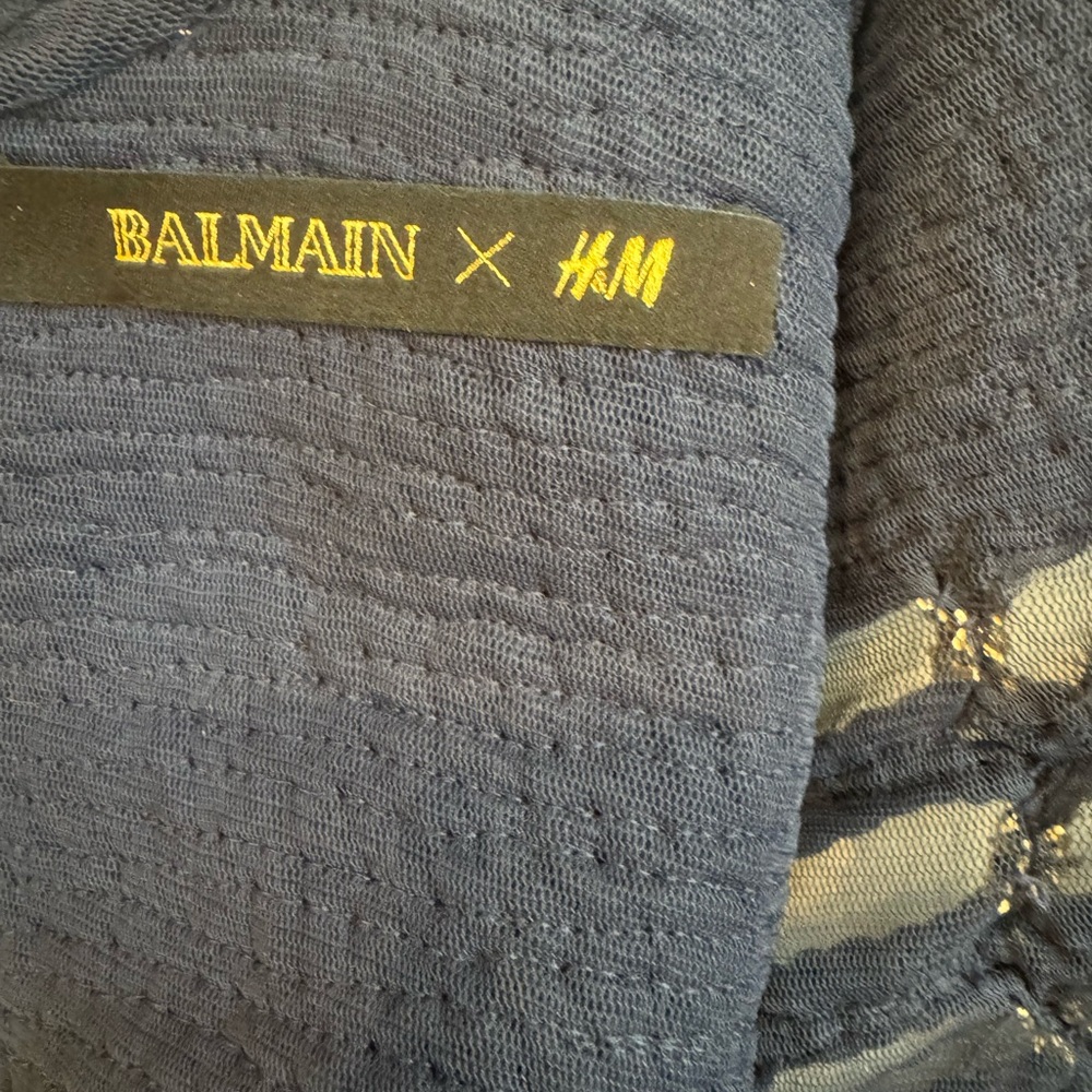 Balmain & H&M Navy and Gold Knit Mesh Sweater - Picture 8 of 10